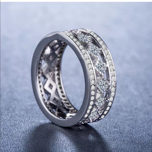 925 S Pretty Princess Cut White Sapphire Ring #63 - Picture 4 of 4